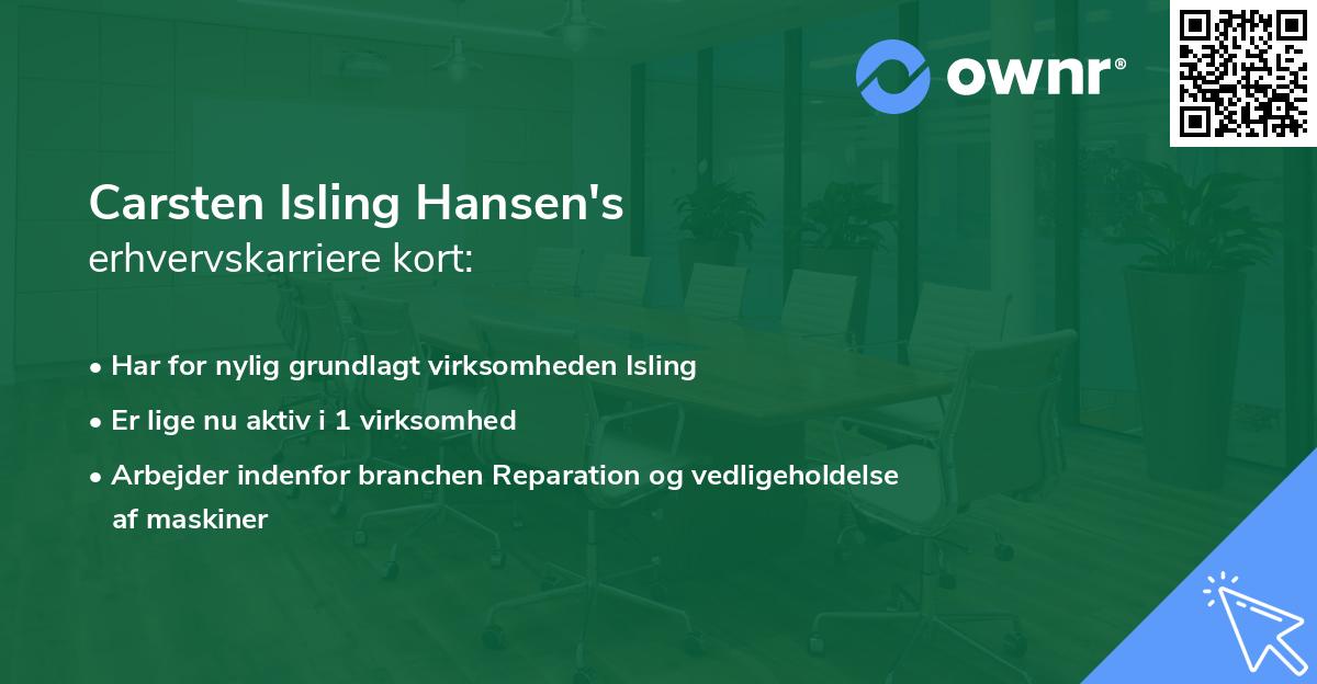 Carsten Isling Hansen's erhvervskarriere kort