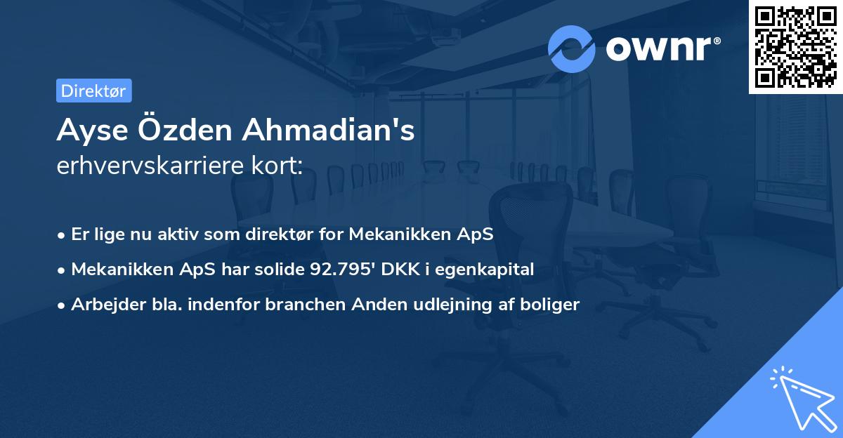 Ayse Özden Ahmadian's erhvervskarriere kort