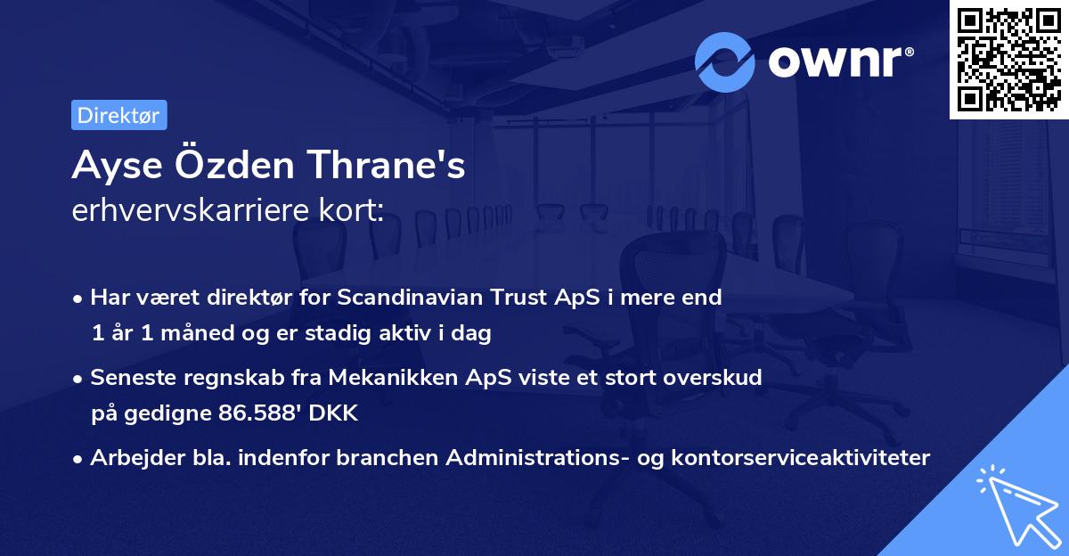 Ayse Özden Thrane's erhvervskarriere kort