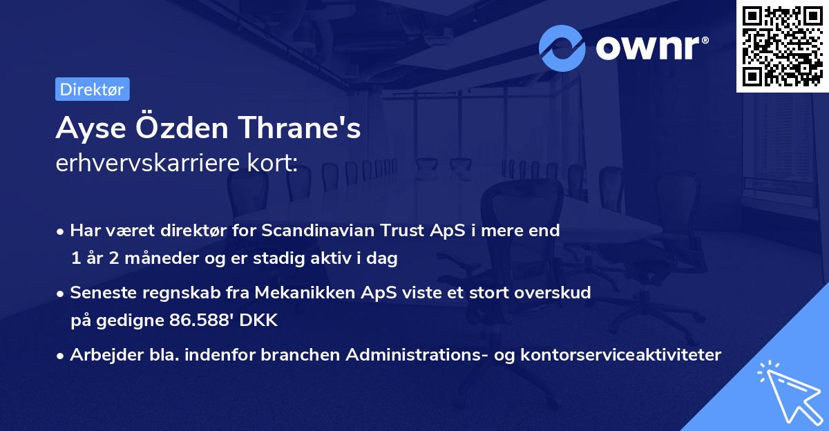 Ayse Özden Thrane's erhvervskarriere kort
