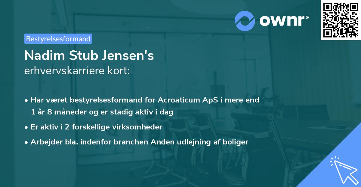 Nadim Stub Jensen's erhvervskarriere kort