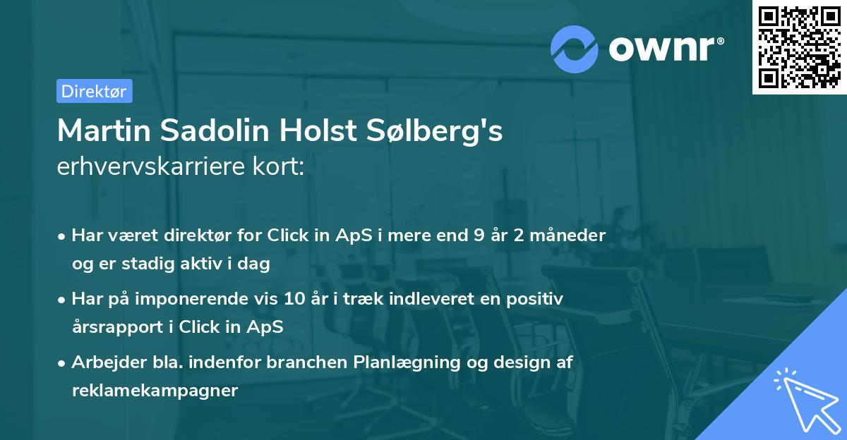 Martin Sadolin Holst Sølberg's erhvervskarriere kort