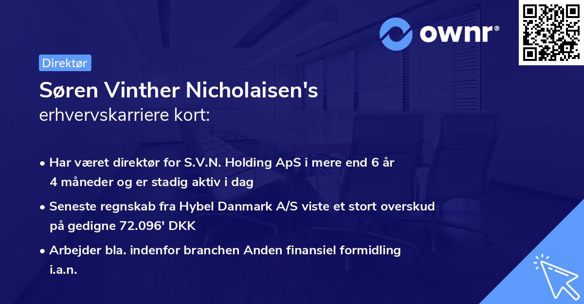 Søren Vinther Nicholaisen's erhvervskarriere kort