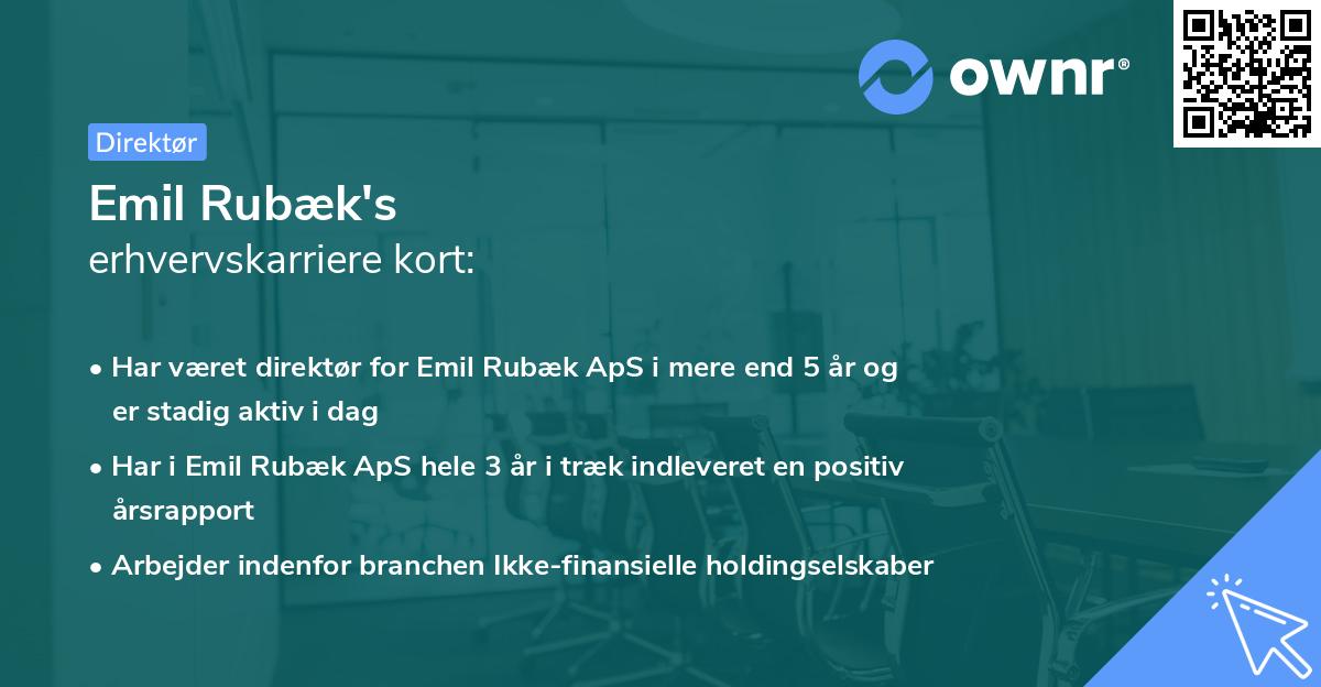 Emil Rubæk's erhvervskarriere kort