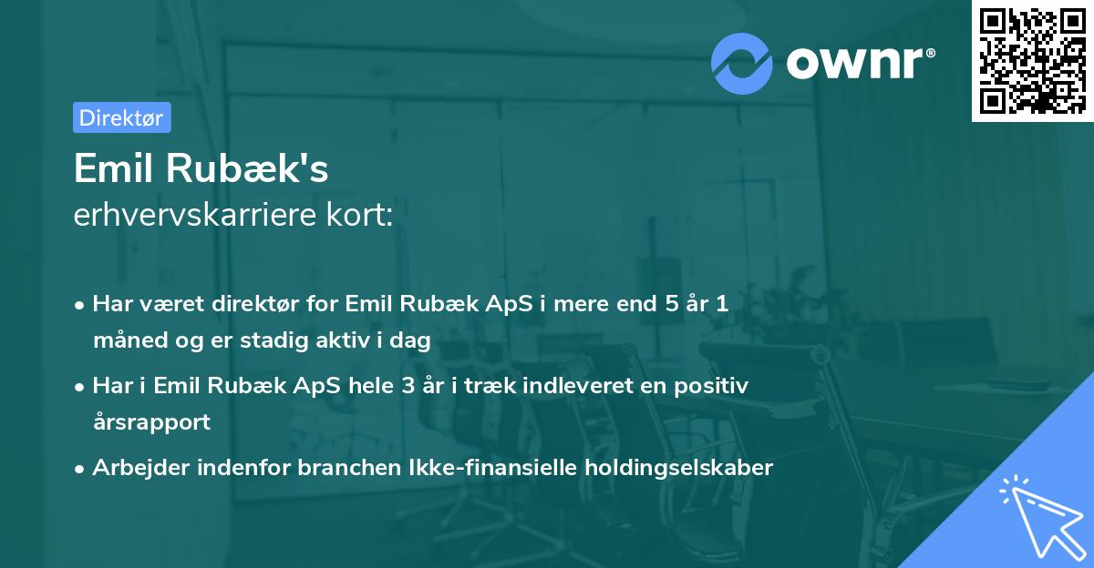 Emil Rubæk's erhvervskarriere kort