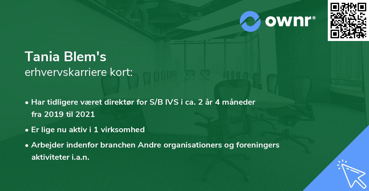 Tania Blem's erhvervskarriere kort