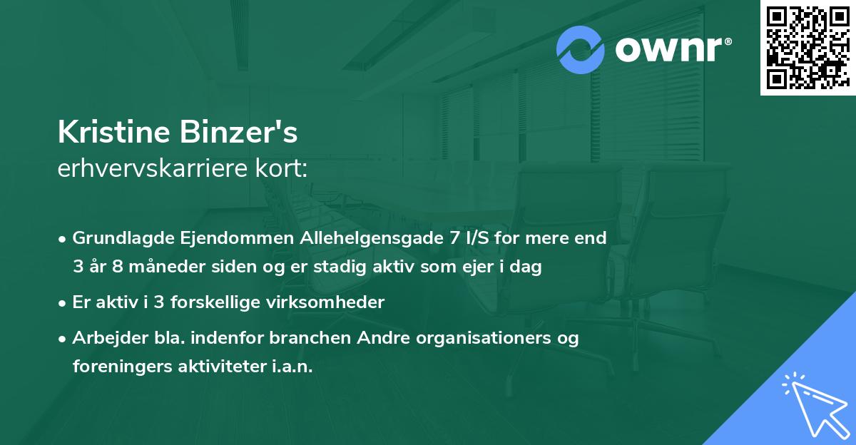 Kristine Binzer's erhvervskarriere kort