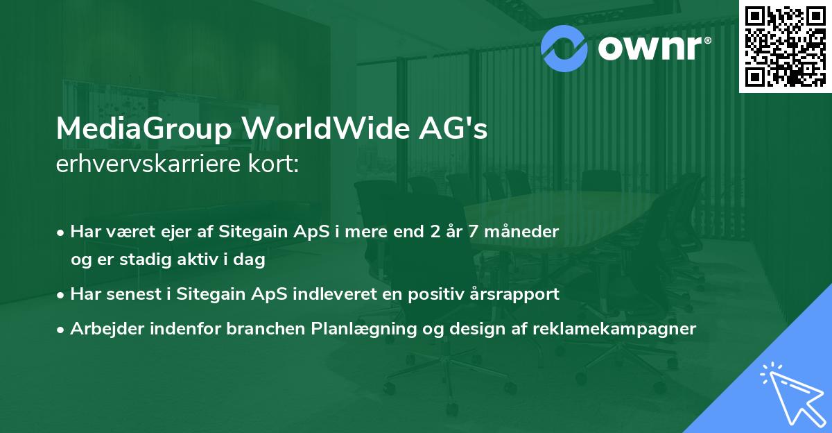 MediaGroup WorldWide AG's erhvervskarriere kort