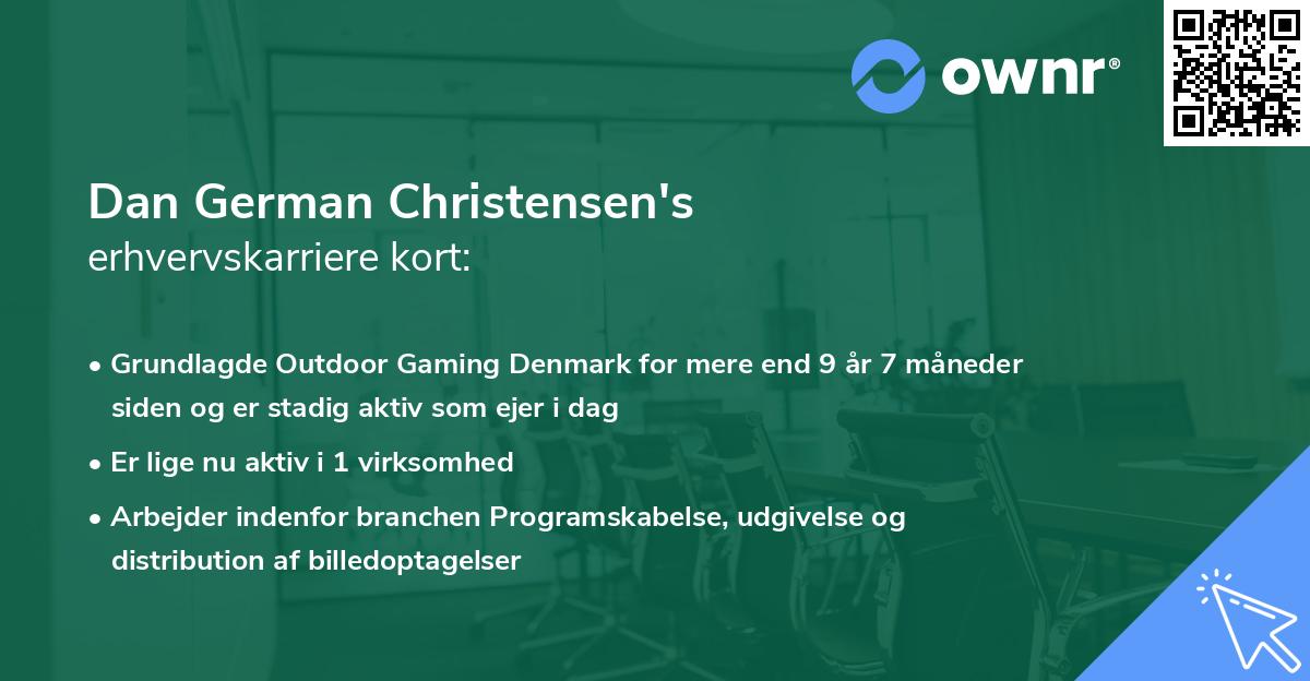 Dan German Christensen's erhvervskarriere kort