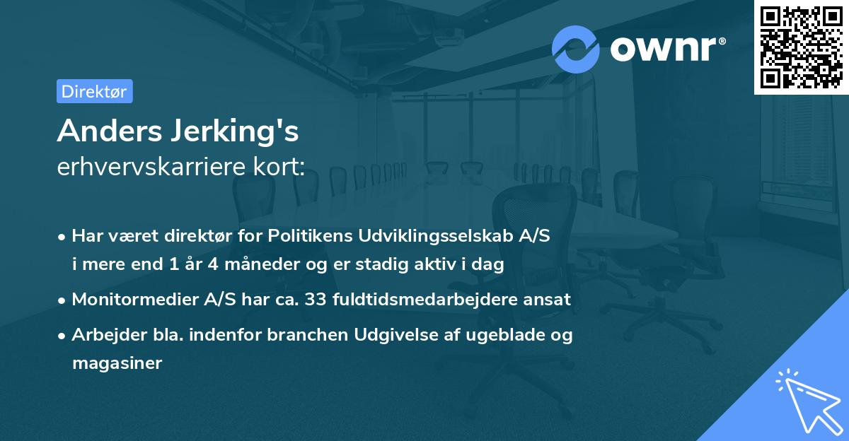 Anders Jerking's erhvervskarriere kort