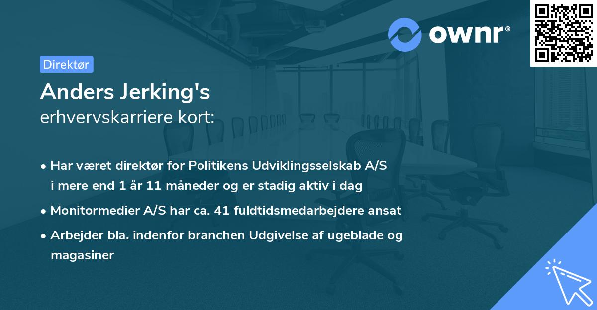 Anders Jerking's erhvervskarriere kort