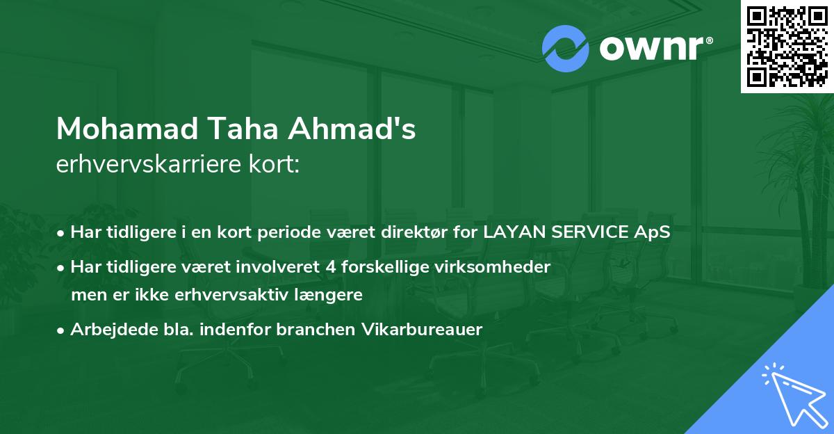 Mohamad Taha Ahmad's erhvervskarriere kort