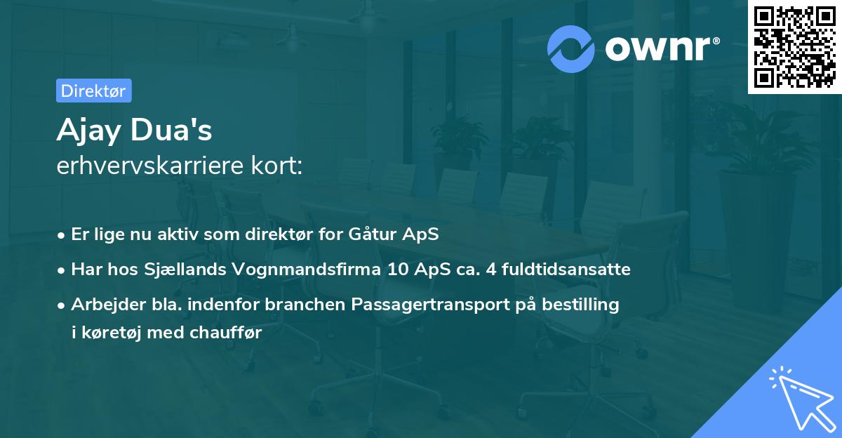 Ajay Dua's erhvervskarriere kort