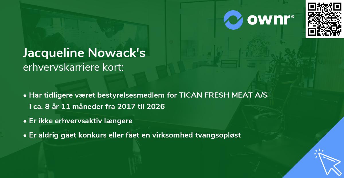 Jacqueline Nowack's erhvervskarriere kort