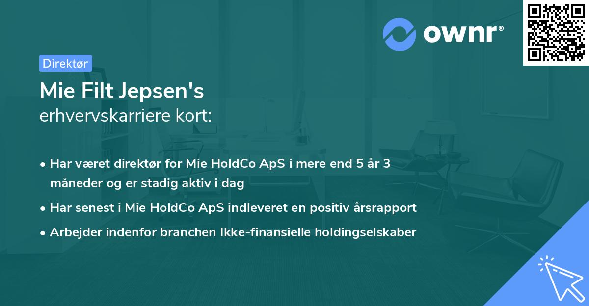 Mie Filt Jepsen's erhvervskarriere kort