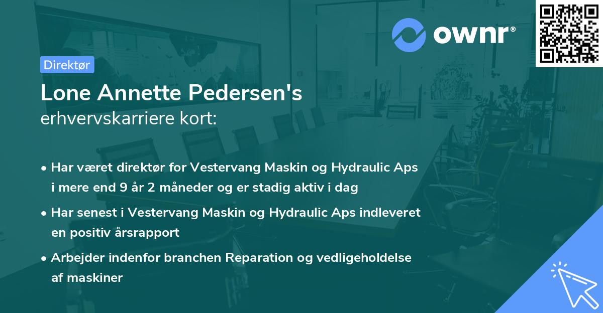 Lone Annette Pedersen's erhvervskarriere kort