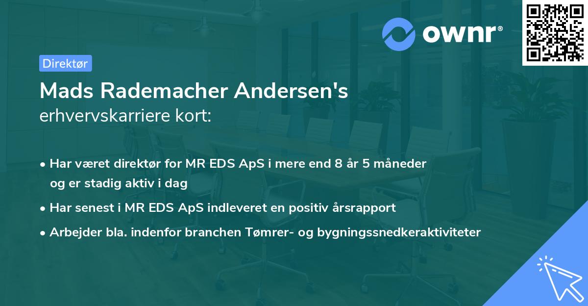 Mads Rademacher Andersen's erhvervskarriere kort