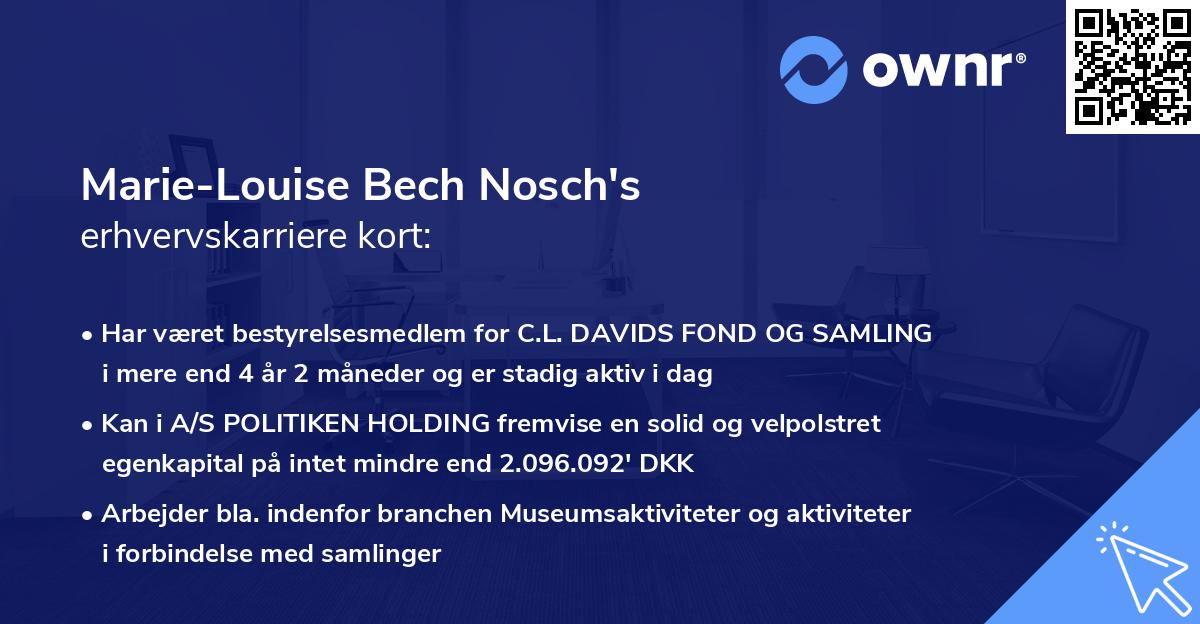 Marie-Louise Bech Nosch's erhvervskarriere kort