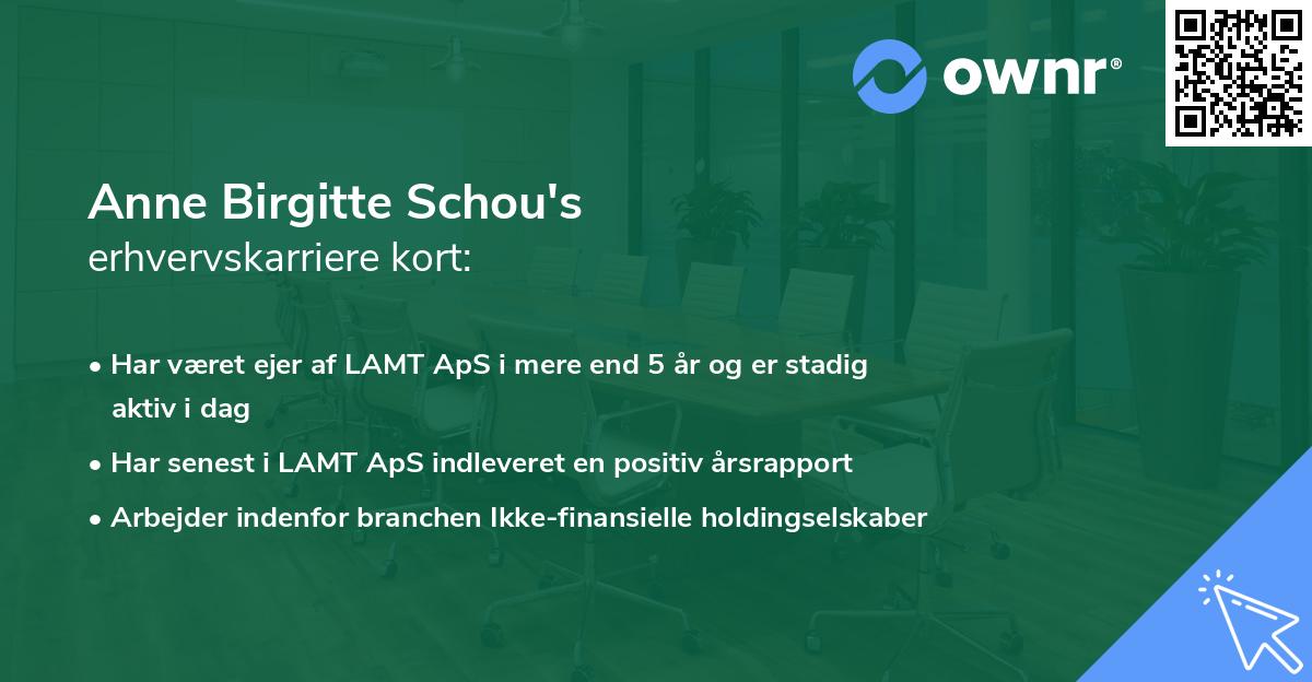 Anne Birgitte Schou's erhvervskarriere kort