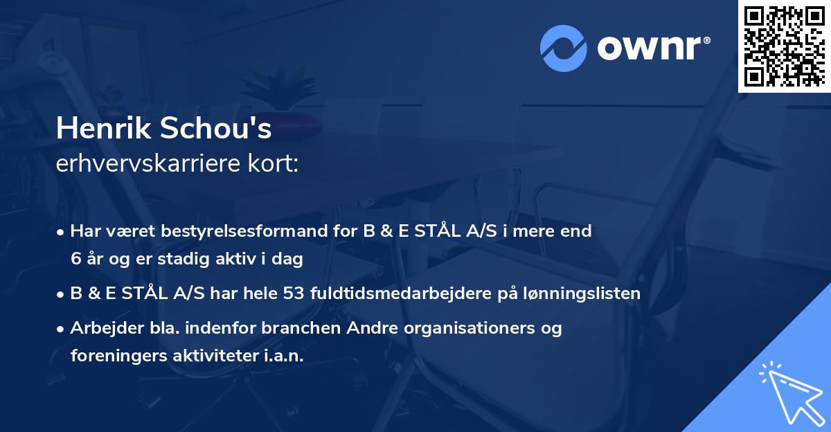 Henrik Schou's erhvervskarriere kort