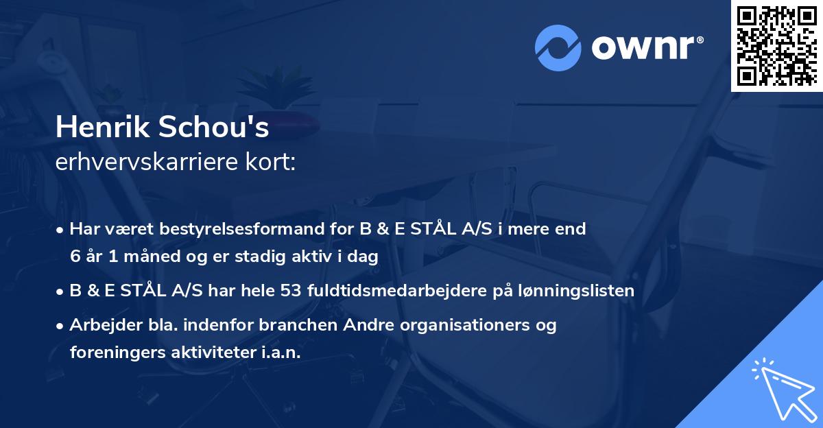 Henrik Schou's erhvervskarriere kort