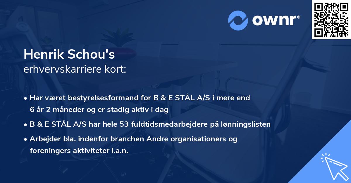 Henrik Schou's erhvervskarriere kort