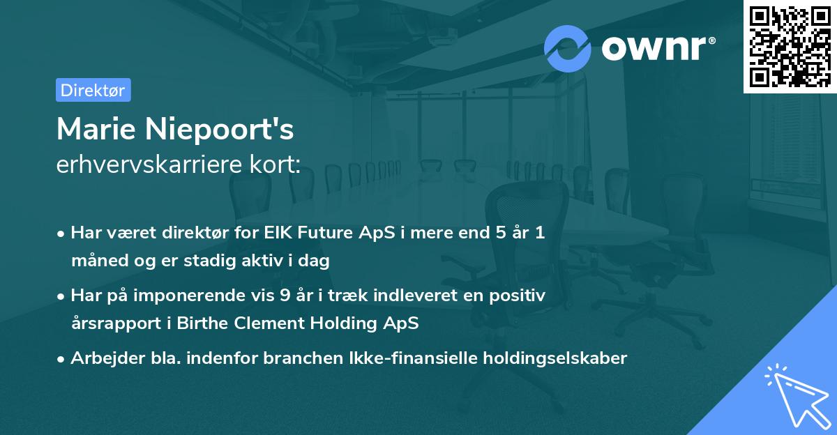 Marie Niepoort's erhvervskarriere kort