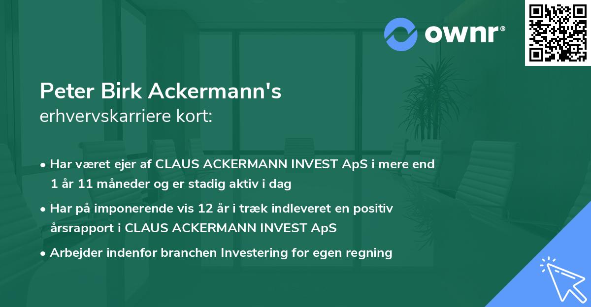 Peter Birk Ackermann's erhvervskarriere kort