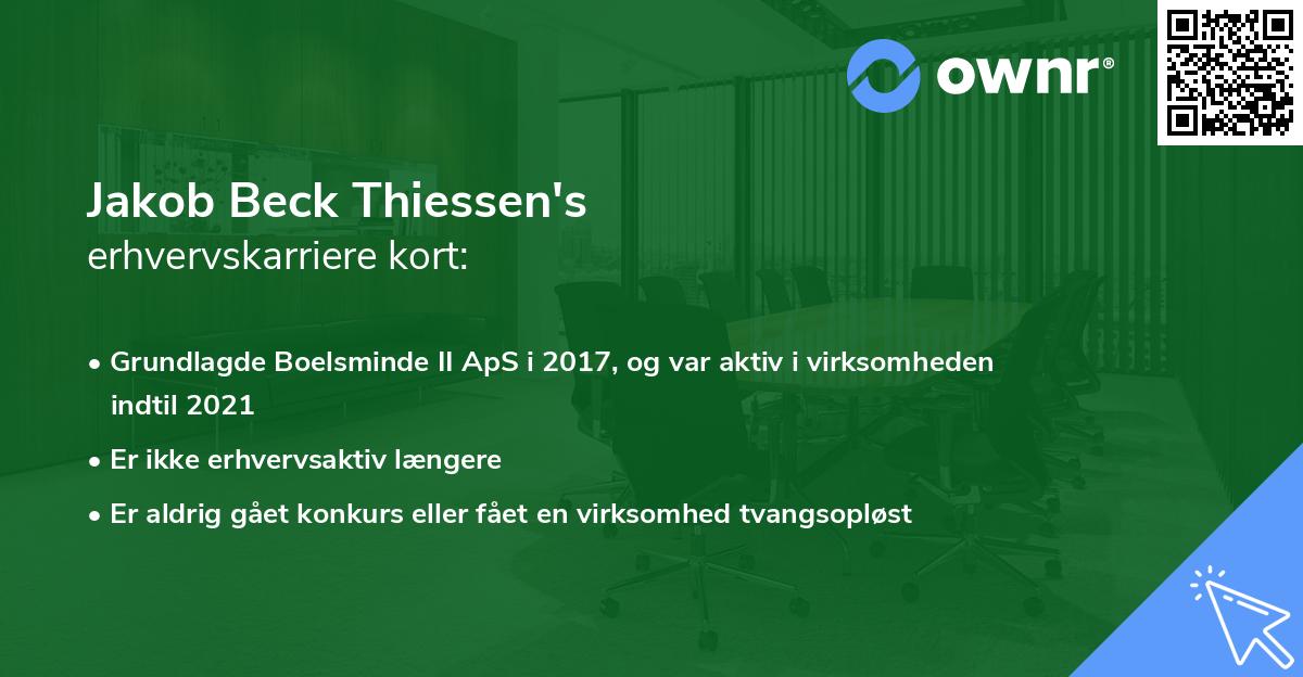 Jakob Beck Thiessen's erhvervskarriere kort