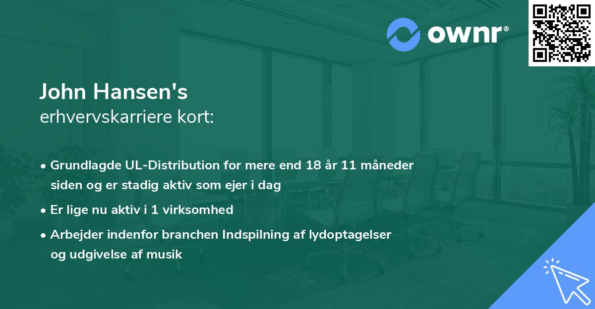 John Hansen's erhvervskarriere kort