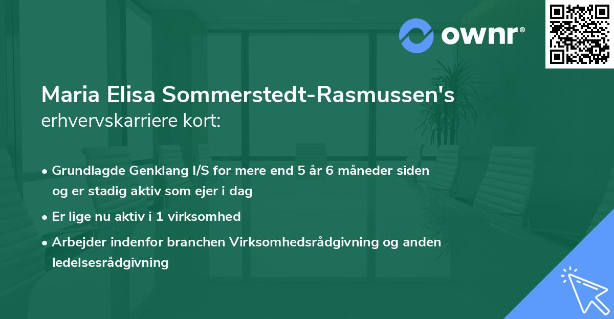 Maria Elisa Sommerstedt-Rasmussen's erhvervskarriere kort