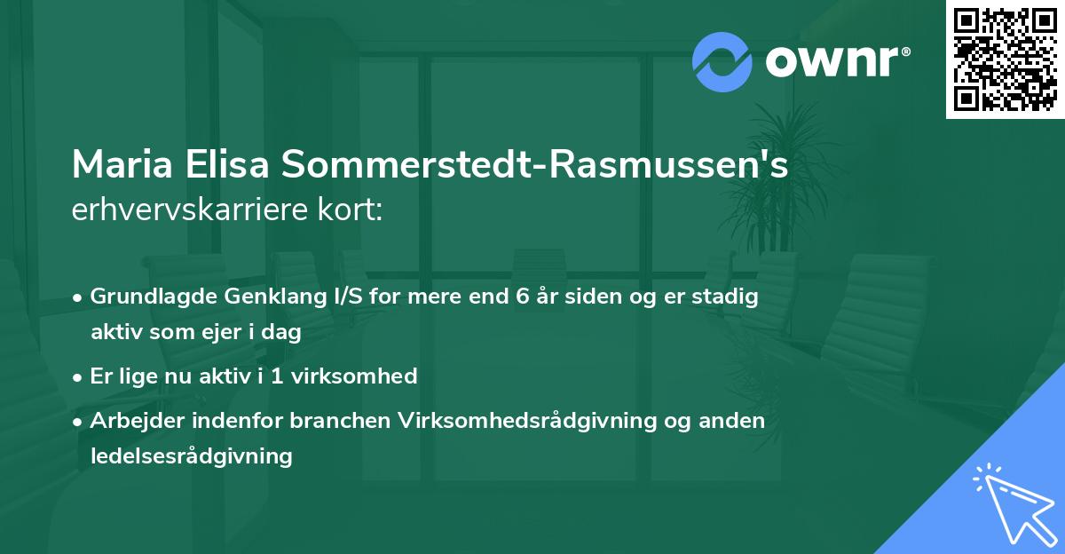 Maria Elisa Sommerstedt-Rasmussen's erhvervskarriere kort