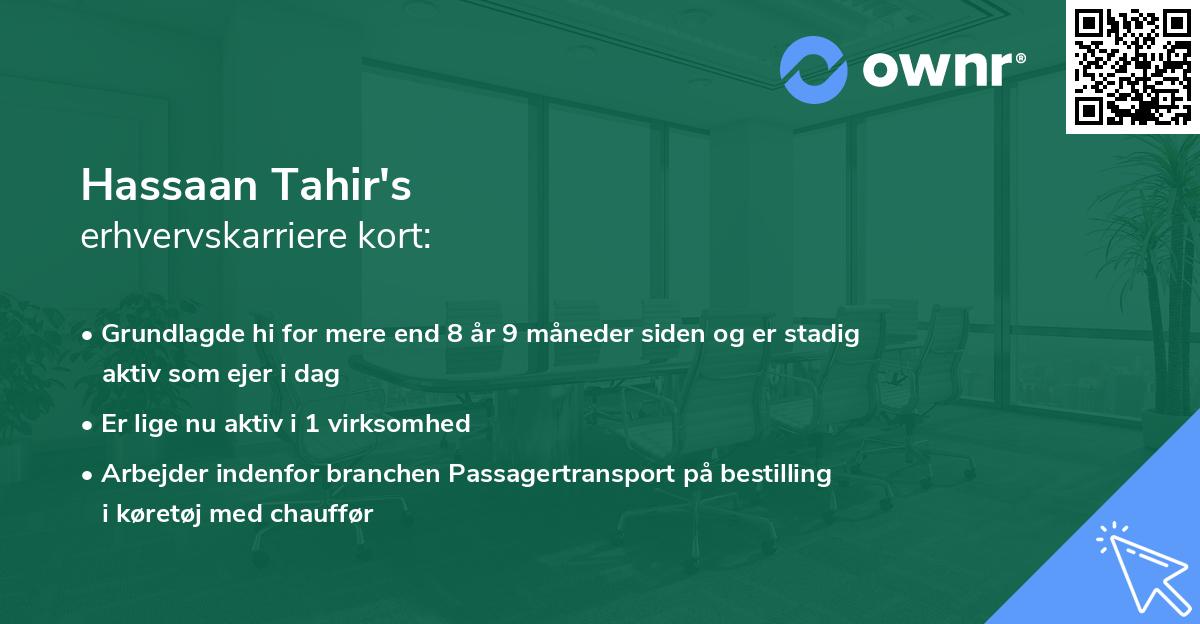 Hassaan Tahir's erhvervskarriere kort
