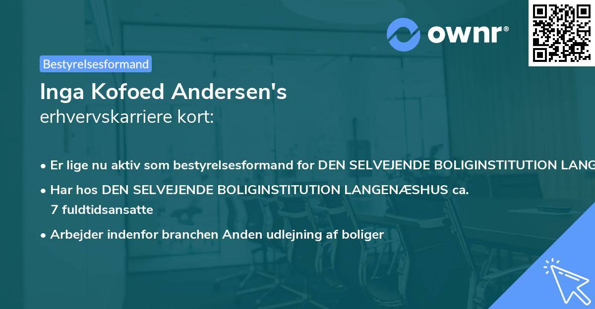 Inga Kofoed Andersen's erhvervskarriere kort