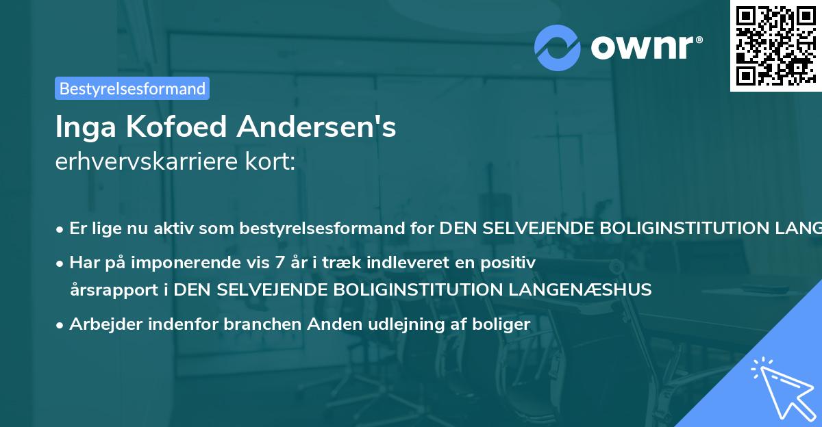 Inga Kofoed Andersen's erhvervskarriere kort