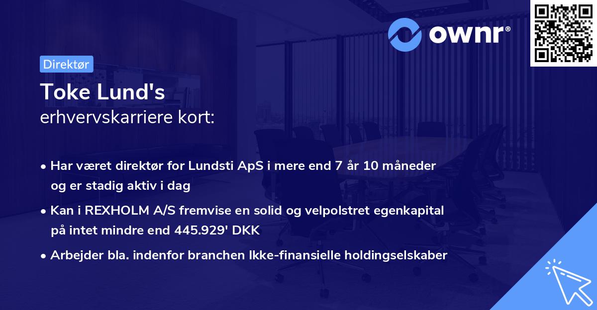 Toke Lund's erhvervskarriere kort