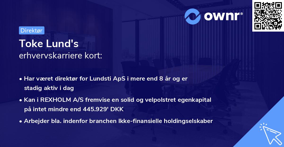 Toke Lund's erhvervskarriere kort