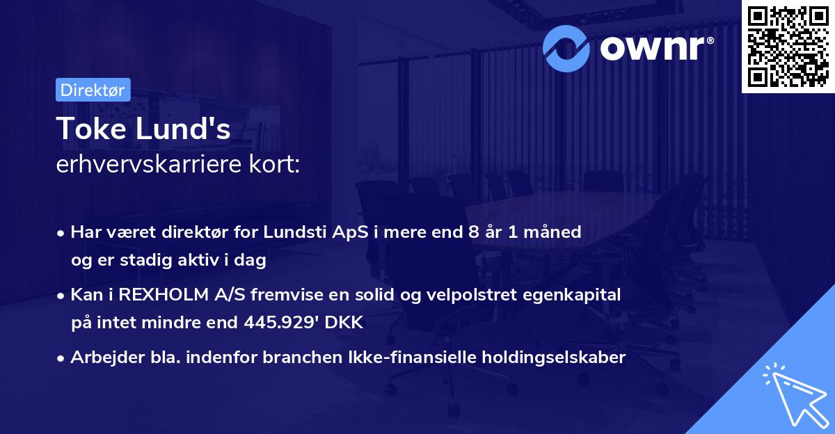 Toke Lund's erhvervskarriere kort