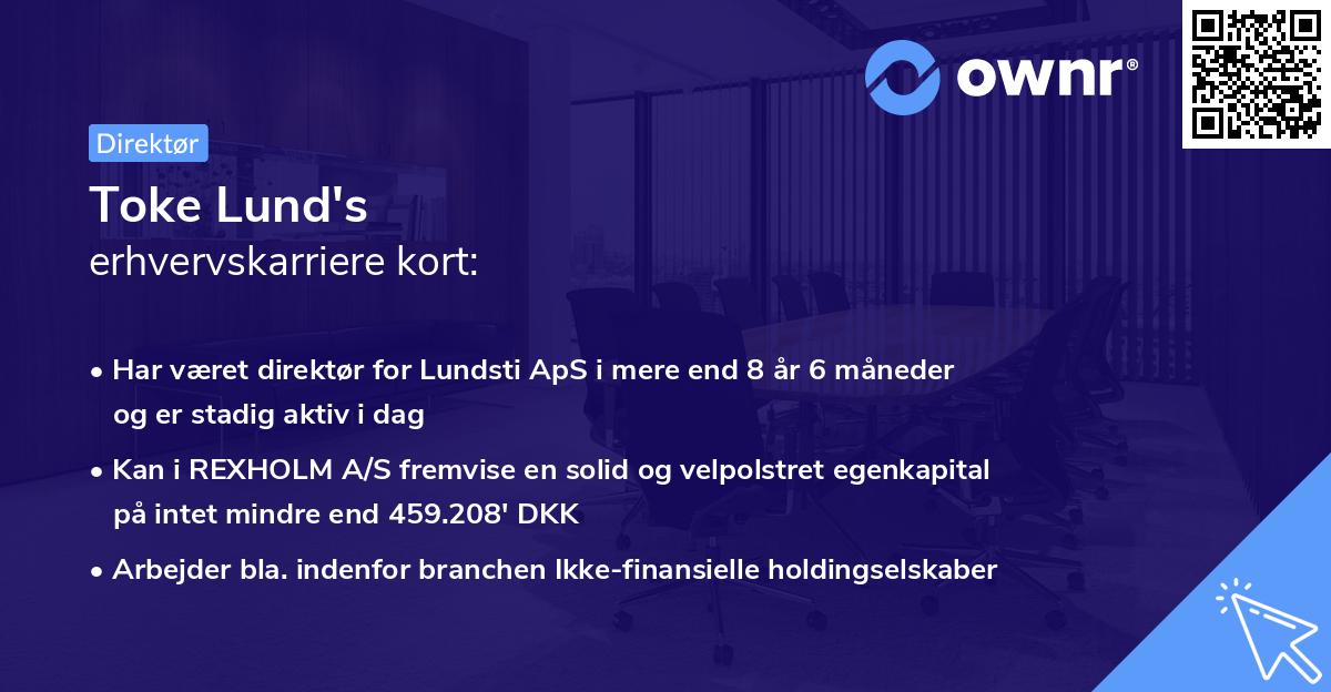 Toke Lund's erhvervskarriere kort