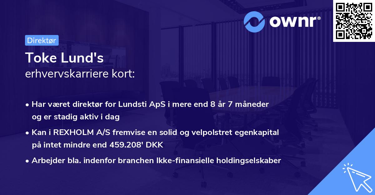 Toke Lund's erhvervskarriere kort
