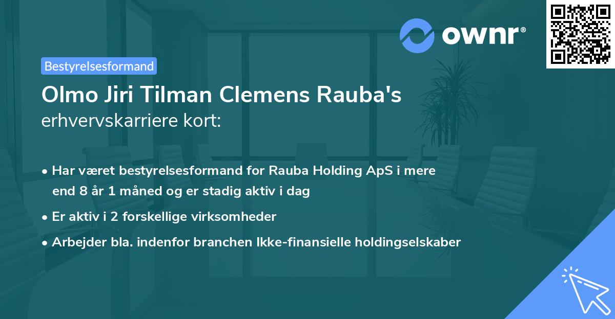 Olmo Jiri Tilman Clemens Rauba's erhvervskarriere kort