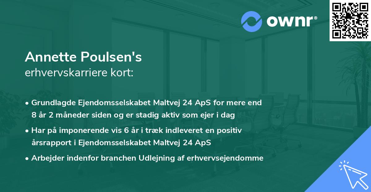 Annette Poulsen's erhvervskarriere kort