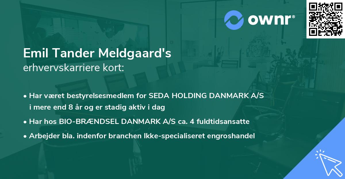 Emil Tander Meldgaard's erhvervskarriere kort