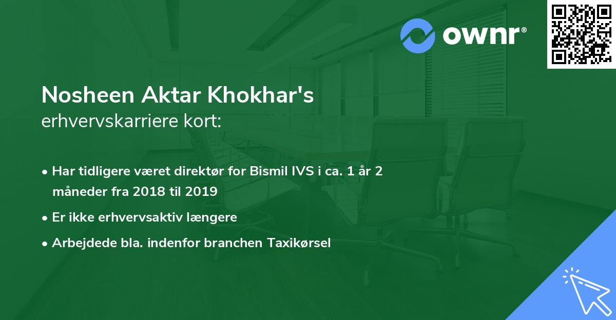Nosheen Aktar Khokhar's erhvervskarriere kort