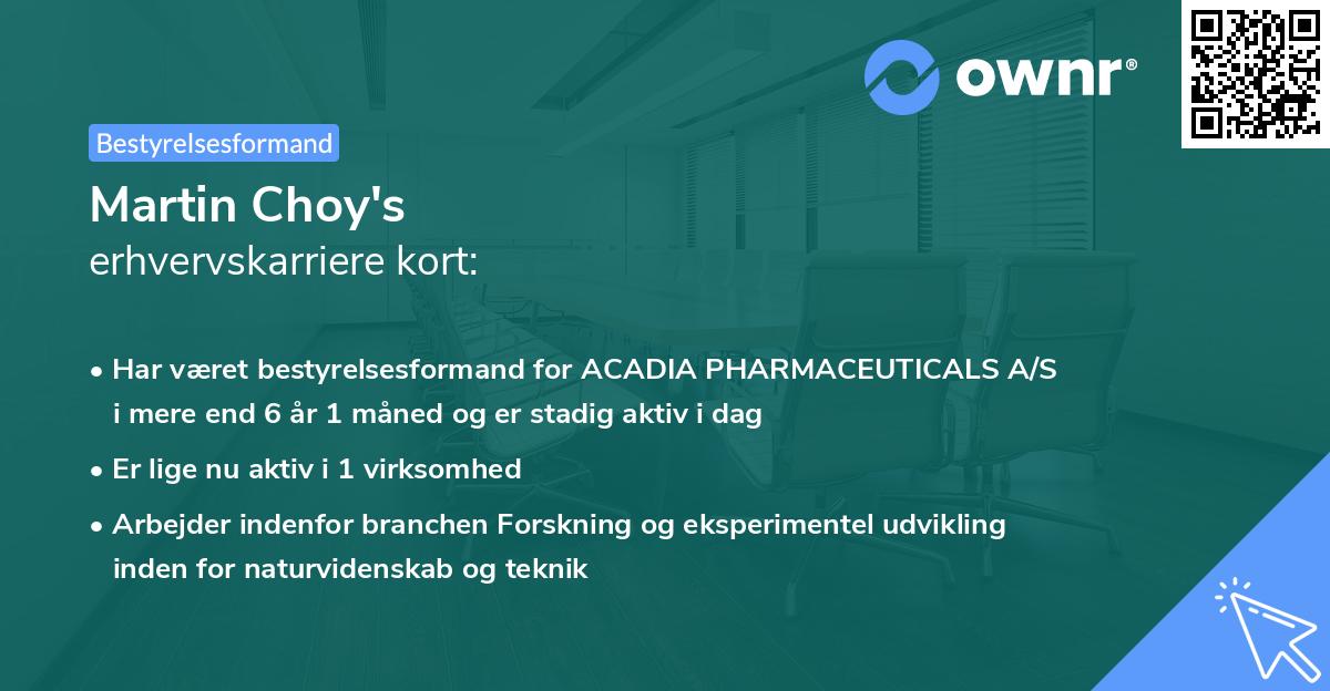 Martin Choy's erhvervskarriere kort