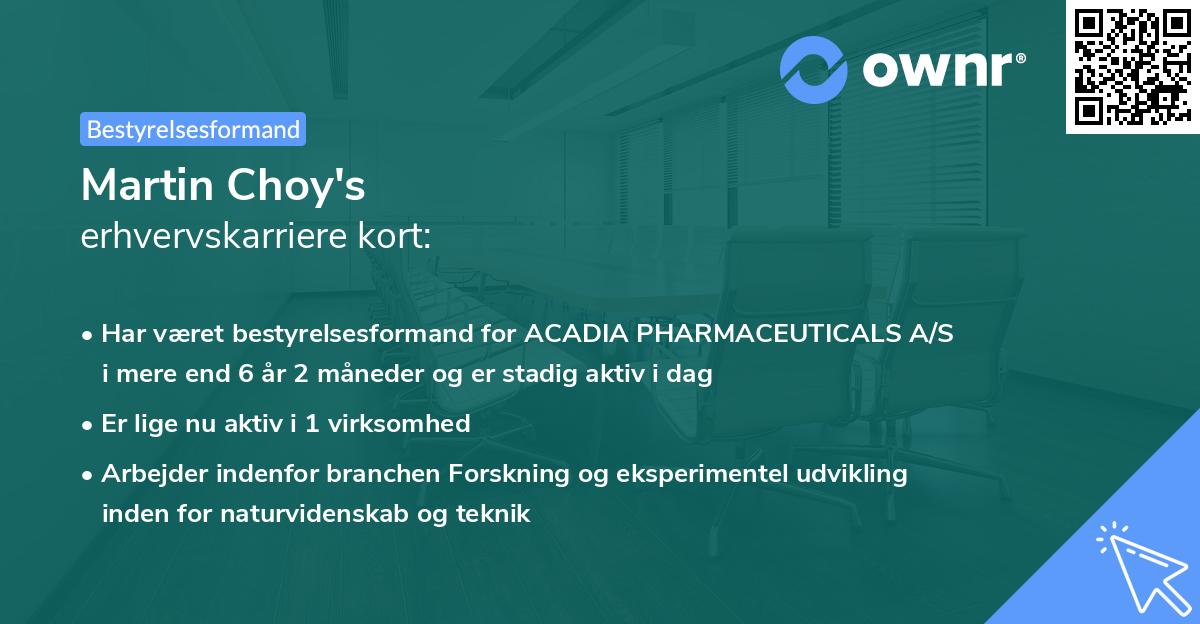 Martin Choy's erhvervskarriere kort