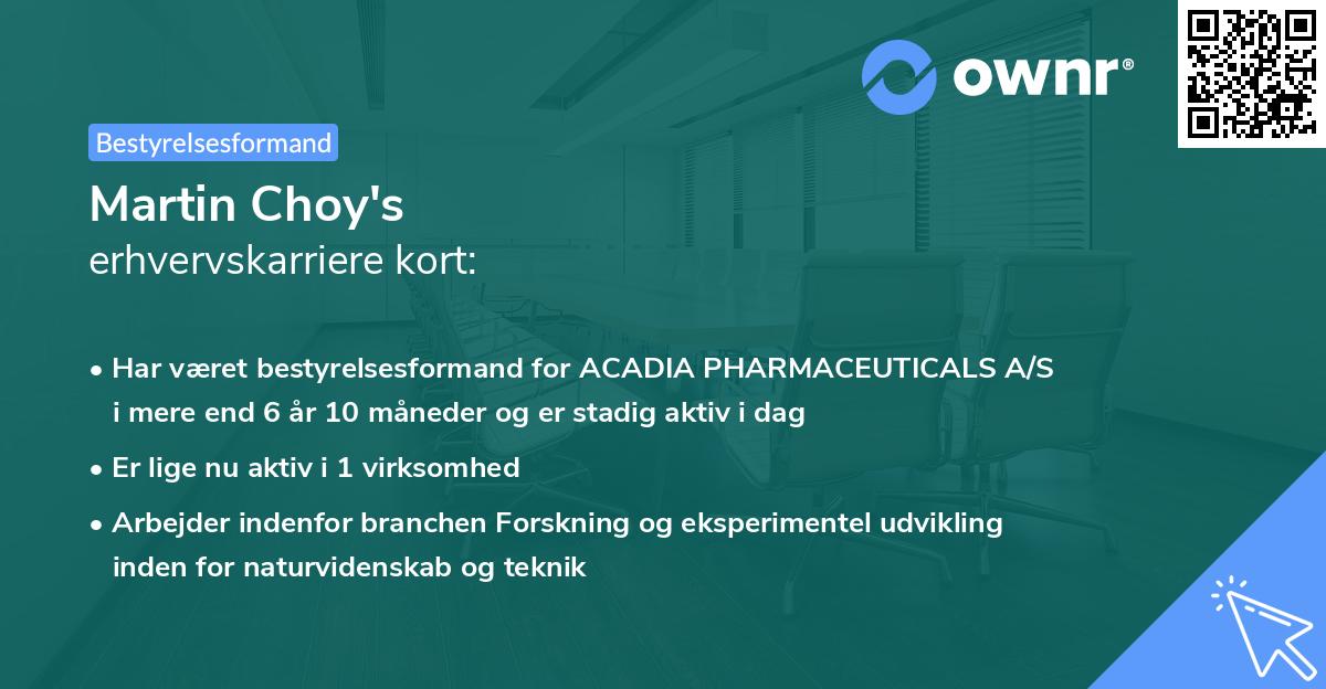 Martin Choy's erhvervskarriere kort