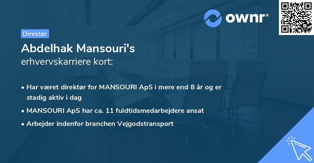 Abdelhak Mansouri's erhvervskarriere kort