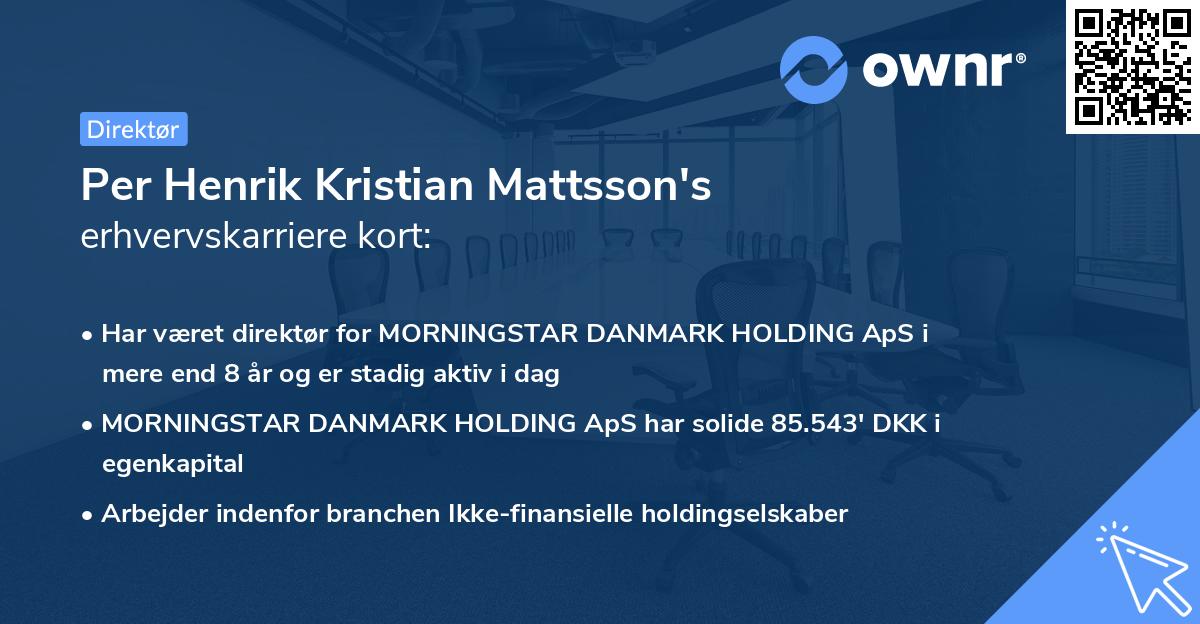 Per Henrik Kristian Mattsson's erhvervskarriere kort