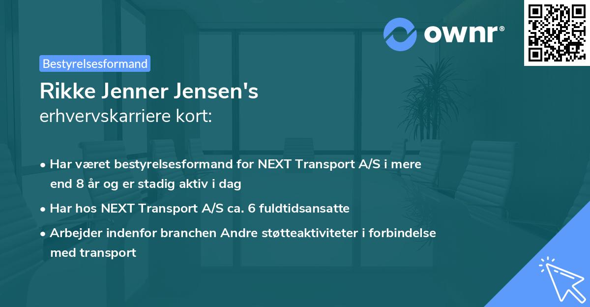 Rikke Jenner Jensen's erhvervskarriere kort
